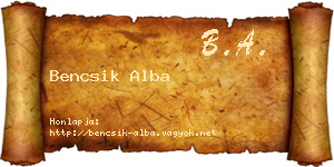 Bencsik Alba névjegykártya