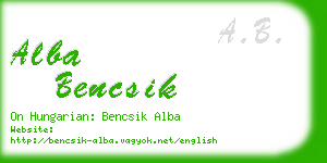 alba bencsik business card